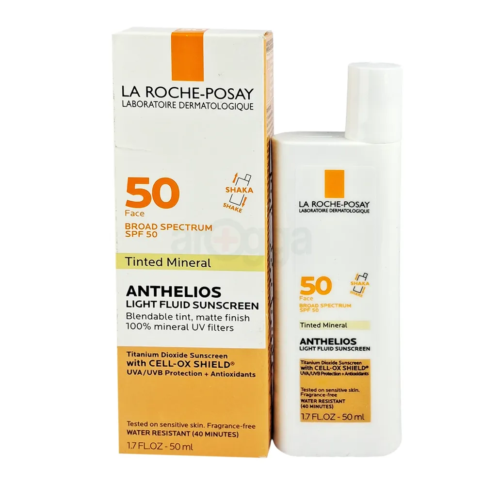 La Roche-Posay Anthelios Tinted Mineral Light Fluid Sunscreen SPF 50 with Cell-Ox Shield – Face, 50ml (Made in France)