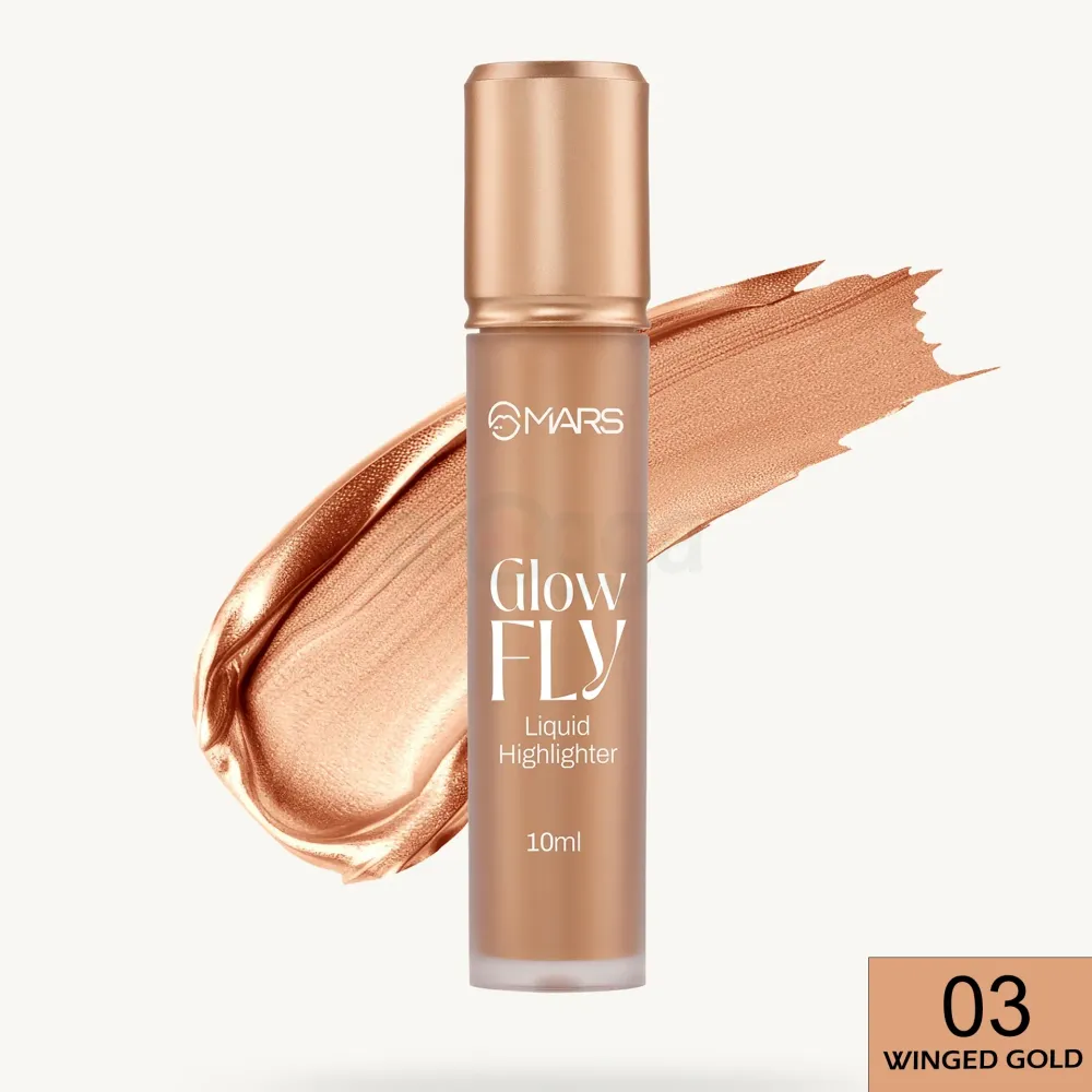 MARS Glow Fly Liquid Highlighter with Sunflower Seed Oil – Shade 03 Winged Gold (10 ml)
