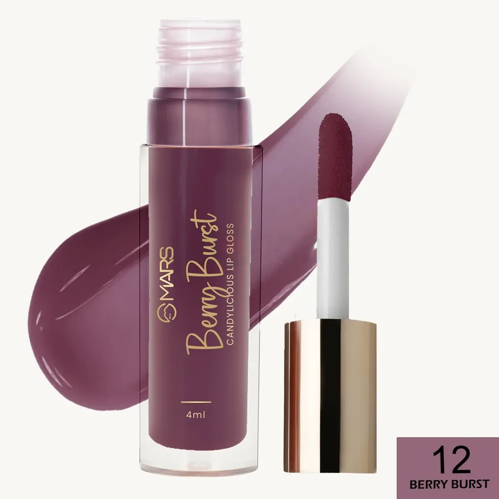MARS Candylicious Sheer Lip Gloss – Hydrating & High Shine – Shade 12 Berry Burst (4 ml)