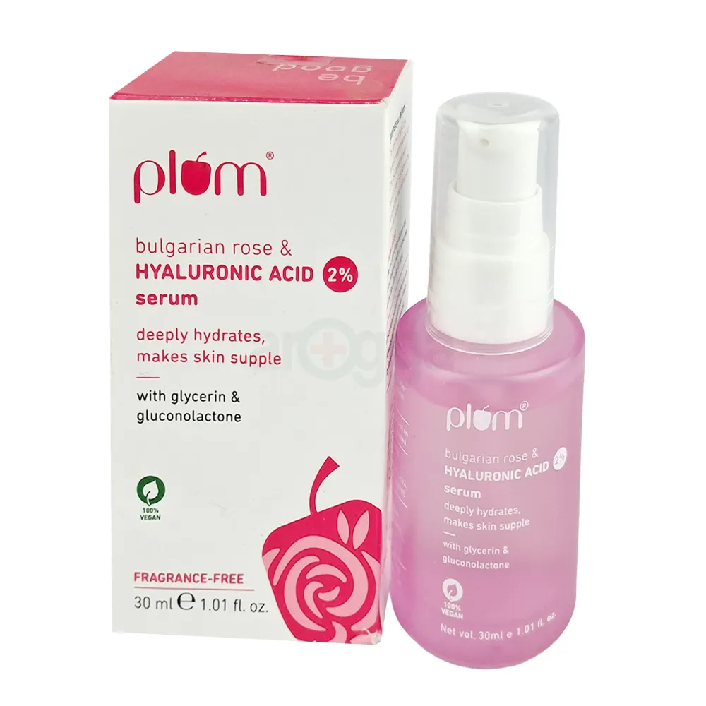 Plum Bulgarian Rose & 2% Hyaluronic Acid Serum – Deep Hydration, Supple Skin, 30ml,