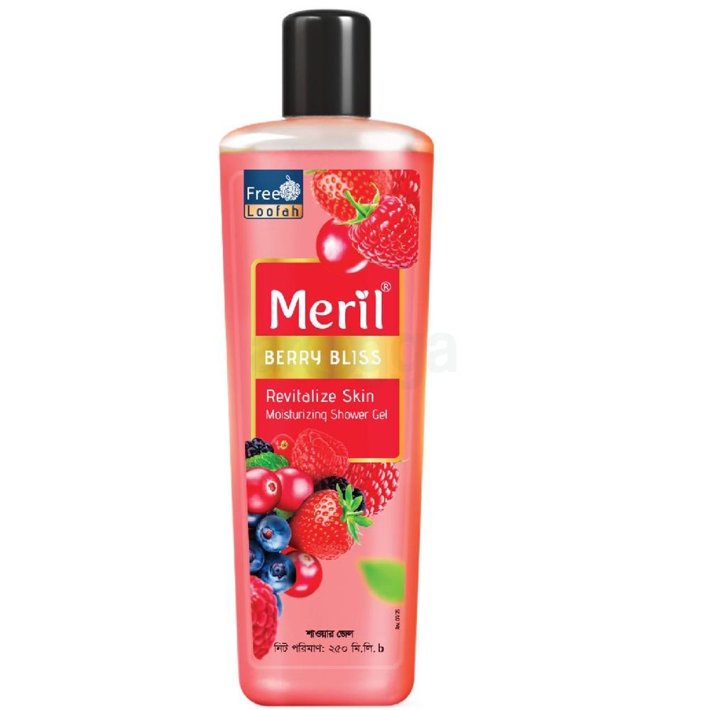 Meril Berry Bliss Shower Gel 250ml (Buy 1 Get 1 Loofah FREE)