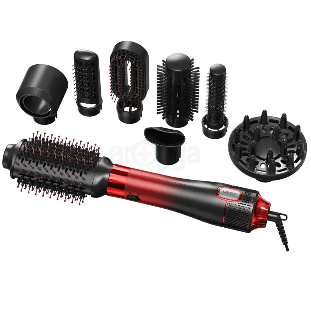 VGR V-488 Professional 8 in 1 Hot Air Styler Set for Women – Hair Dryer Brush & Styling Tool (Red)