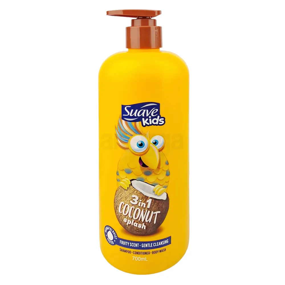 Suave Kids 3-in-1 Coconut Splash Shampoo, Conditioner & Body Wash 700ml – Moisturizing Tropical Cleanser for Kids