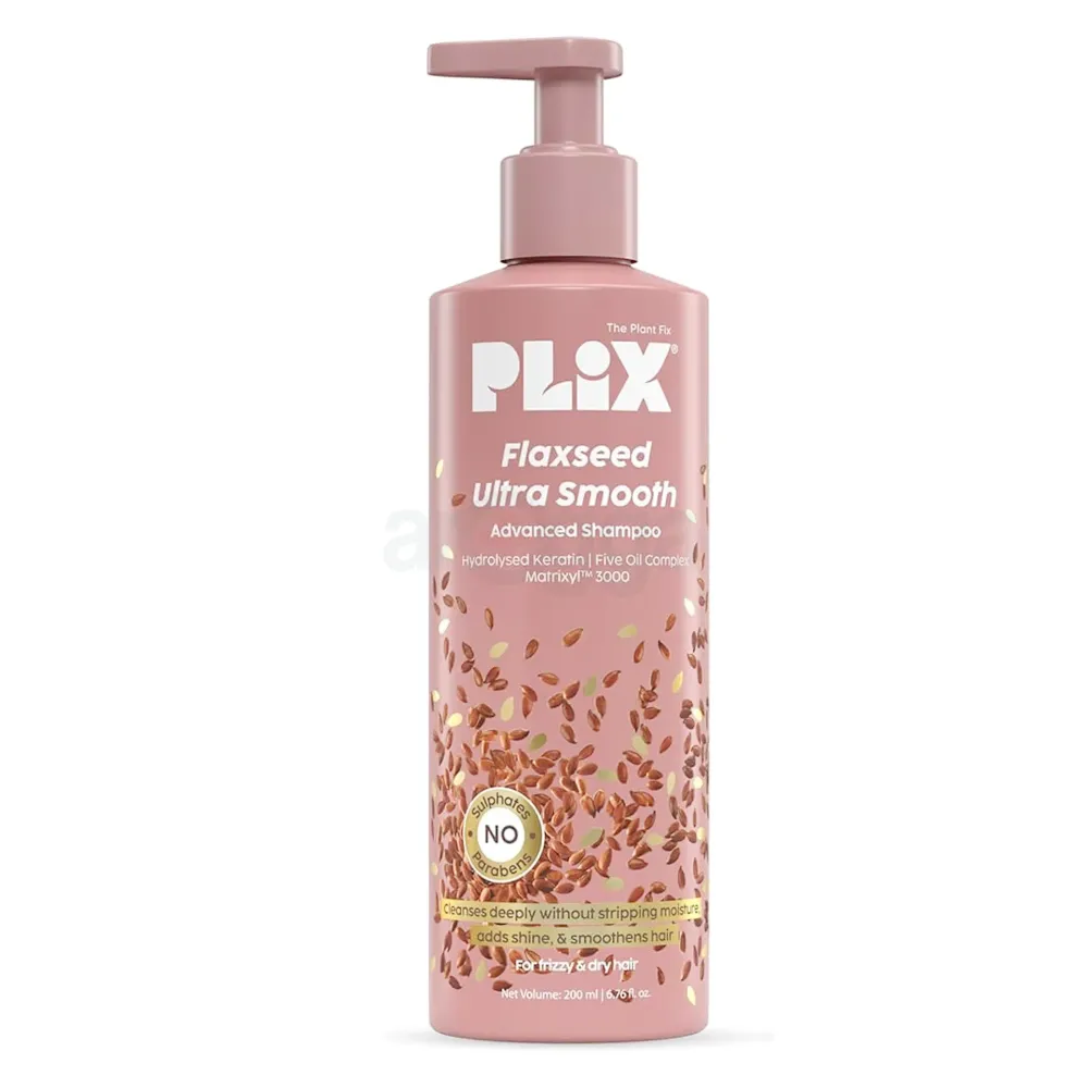 Plix Flaxseed Ultra Smooth Advanced Shampoo – Smooths & Nourishes Frizzy, Dry Hair (200ml)