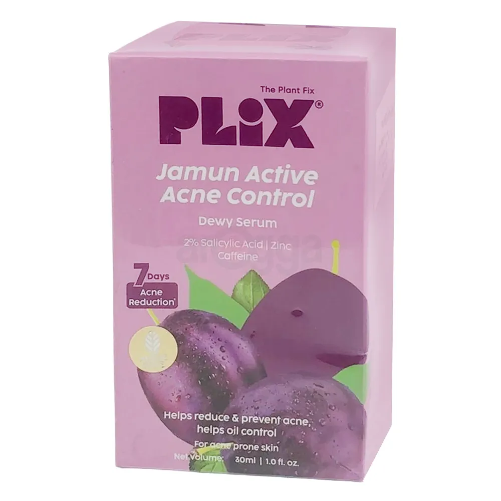 Plix Jamun Active Acne Control Dewy Serum – 2% Salicylic Acid, Zinc & Caffeine – Reduces Acne & Controls Oil (30ml)