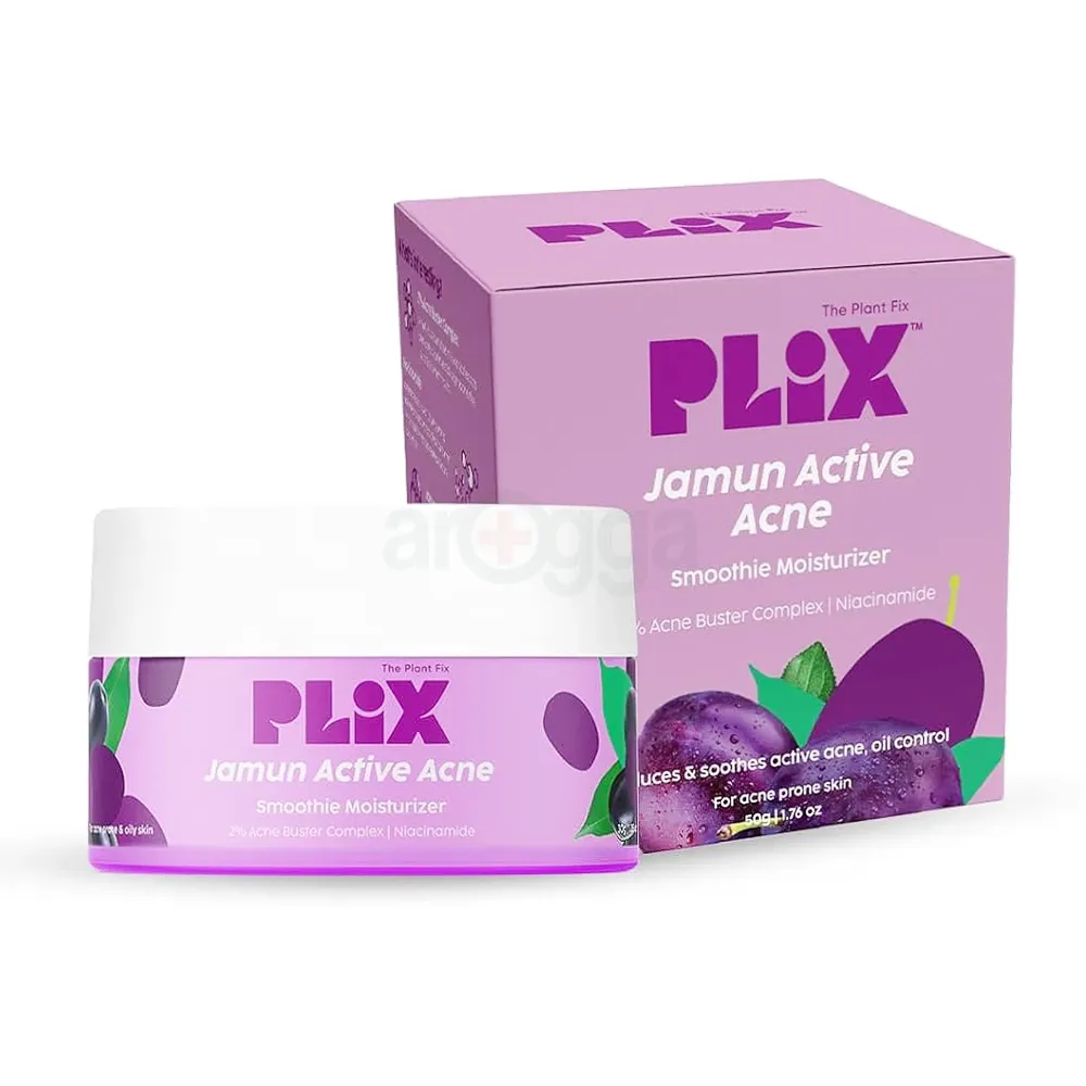 Plix Jamun Active Acne Smoothie Moisturizer – 2% Acne Buster Complex & Niacinamide for Oil Control & Acne Care (50g)
