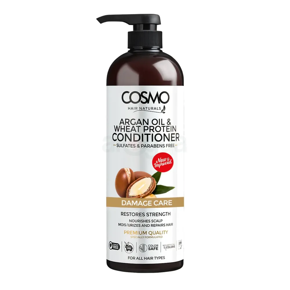 Cosmo Hair Naturals Argan Oil & Wheat Protein Conditioner – Damage Care, Strengthening & Nourishing for All Hair Types (480ml)