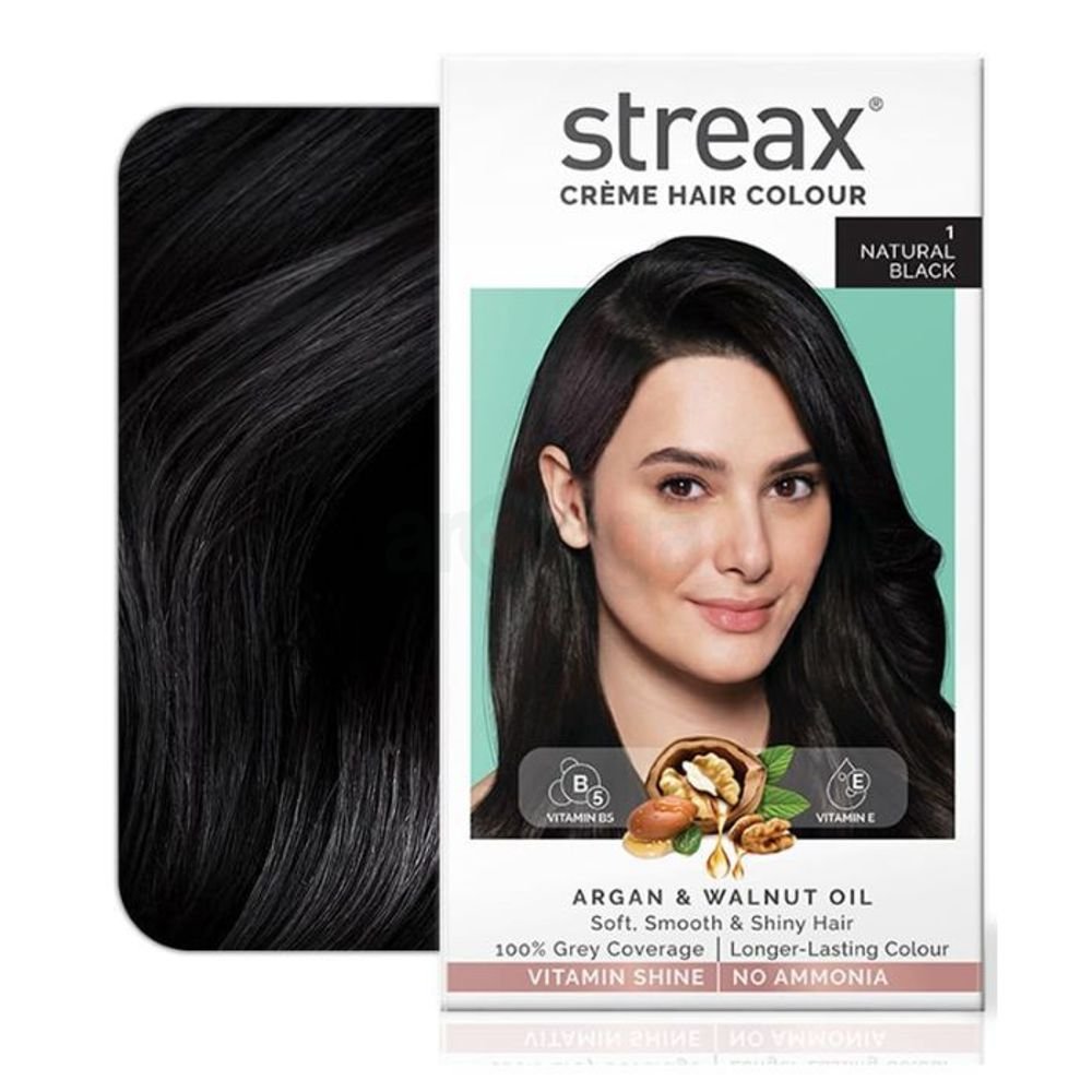 Streax Creme Hair Colour -1 Natural Black 60ml