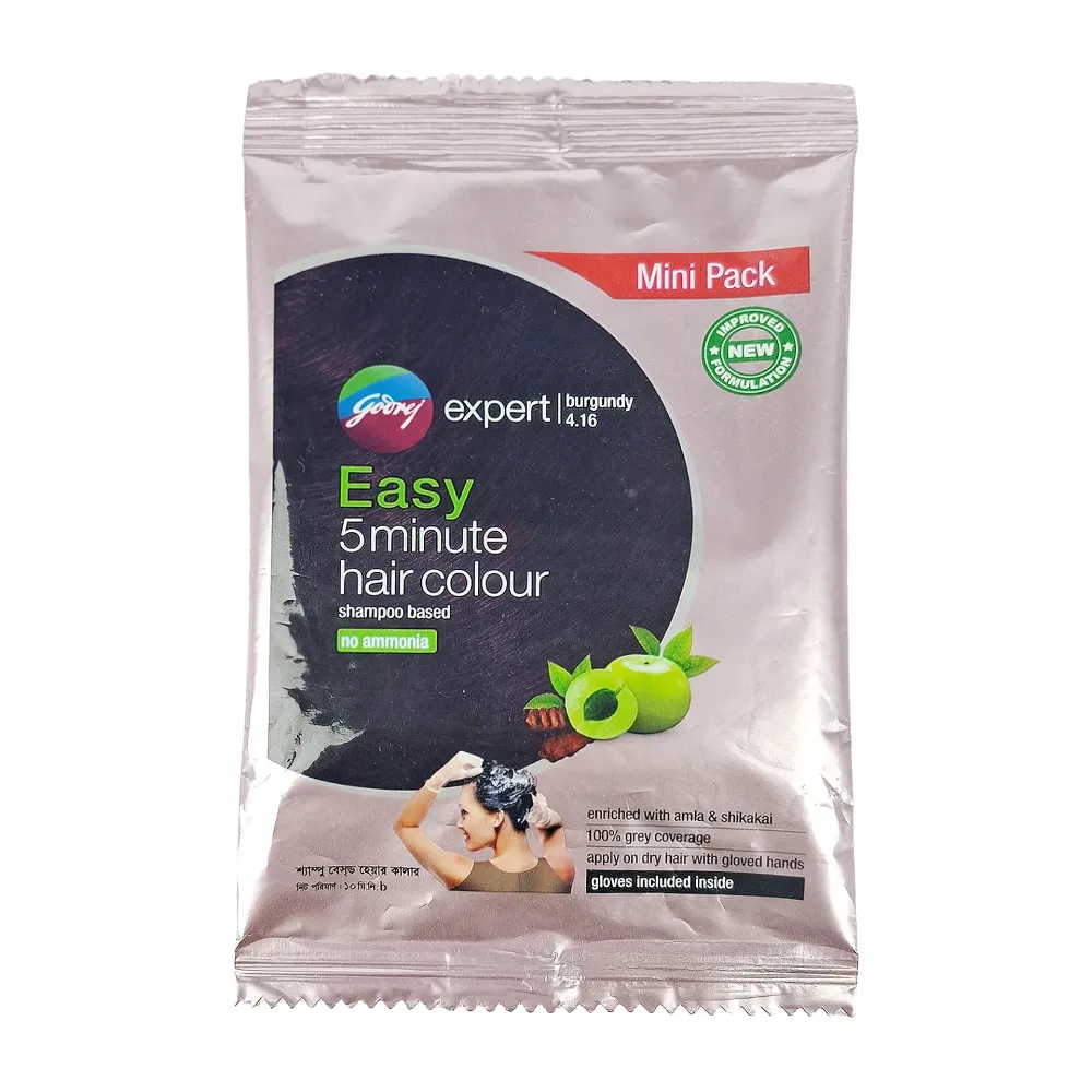 Godrej Expert Easy 5 Minute Shampoo Based Hair Colour – Burgundy 4.16(10ml)