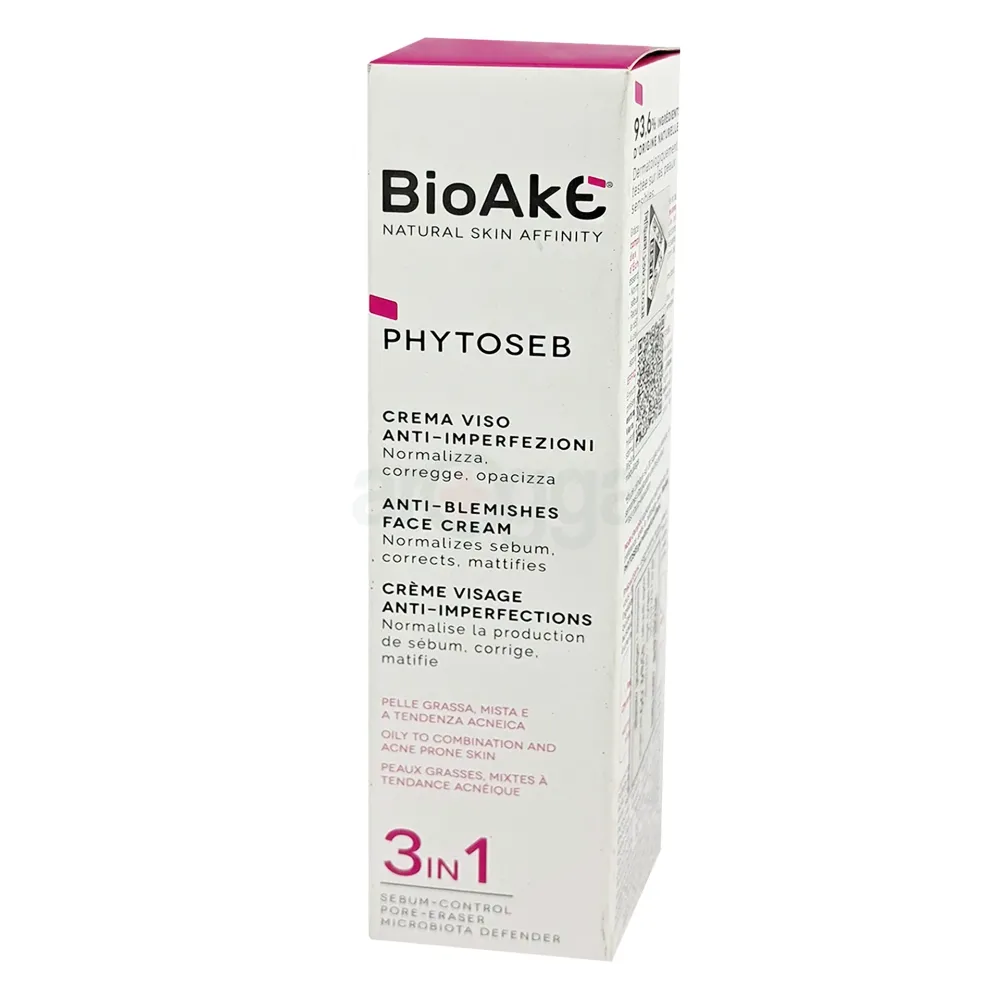 BioAke Phytoseb Anti-Blemish Face Cream 40ml – Sebum Control, Pore Minimizer for Oily & Acne-Prone Skin