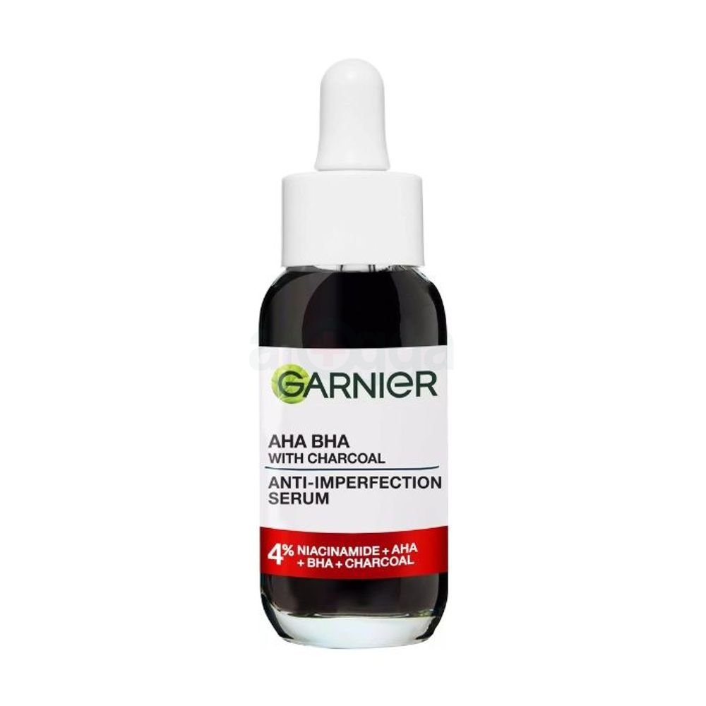 Garnier AHA BHA Charcoal Anti Blemish Serum (4% Niacinamide + AHA + BHA + Charcoal) 30ml