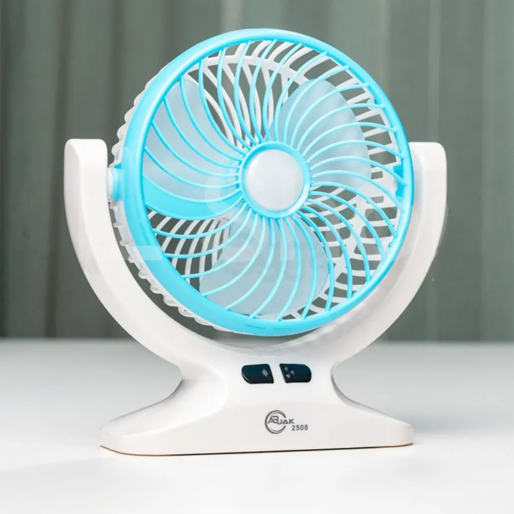 Abjak Portable LED Light with Mini Fan (Model: 2508) – Rechargeable Cooling Fan with Light