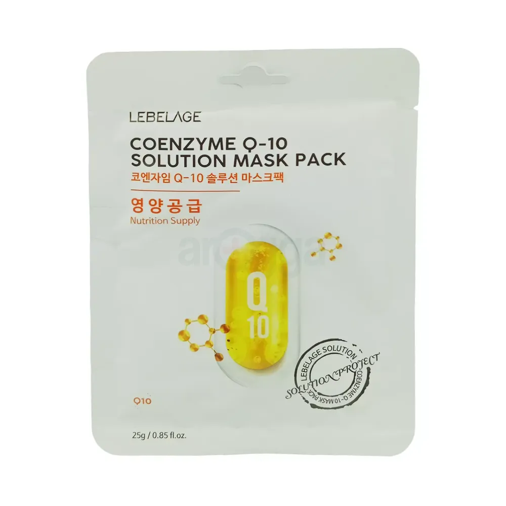 LEBELAGE  Coenzyme Q10 Solution Mask Pack 25g – Nutrient Supply & Anti-Aging Sheet Mask