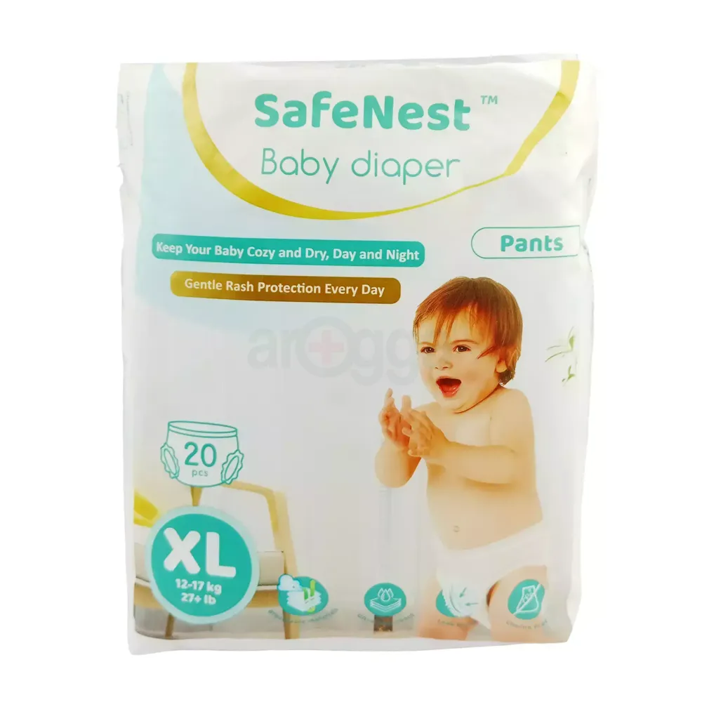 SafeNest Baby Diaper Pants XL (12–17kg) – Gentle Rash Protection, Keep Baby Dry & Comfortable (20 Pcs)