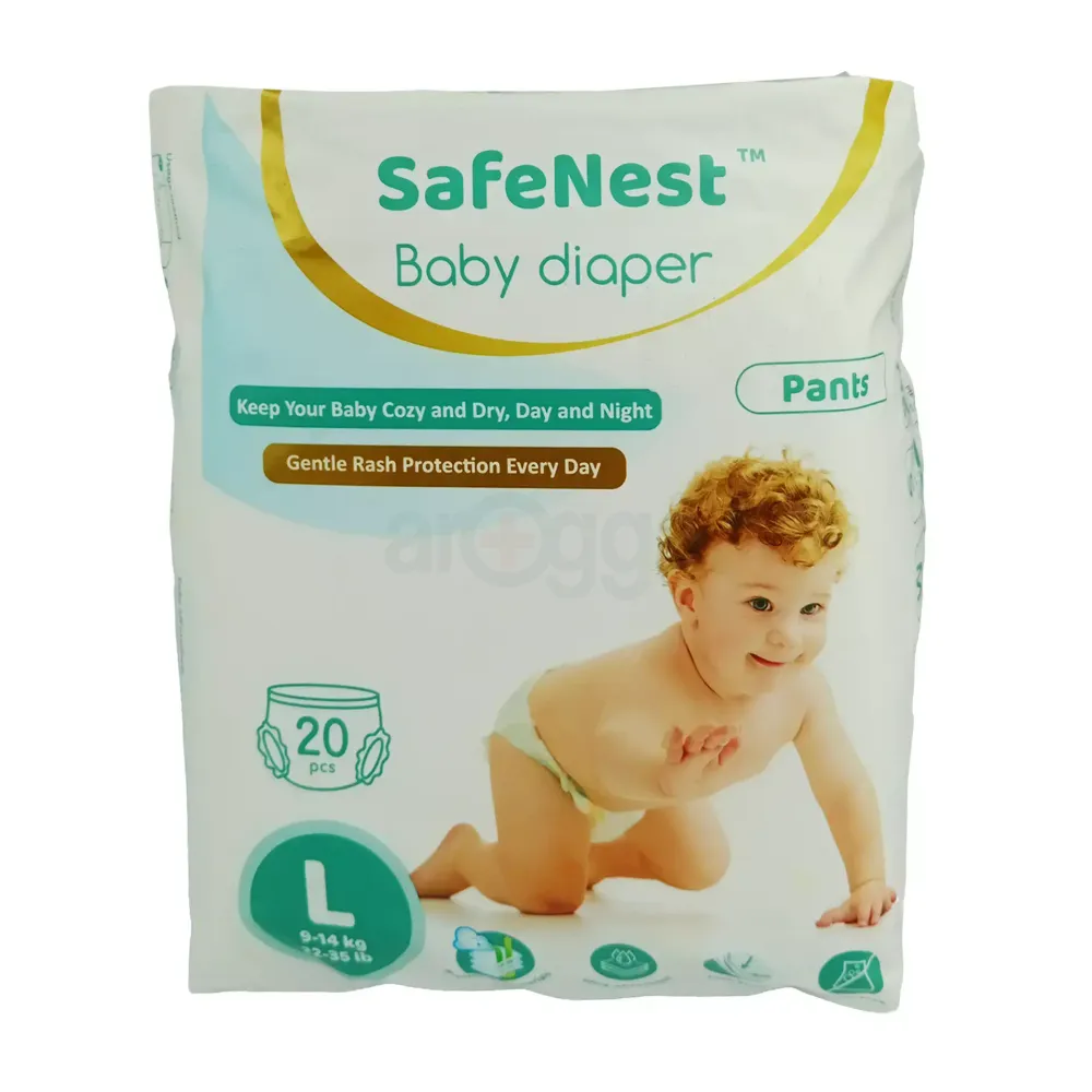 SafeNest Baby Diaper Pants L (9–14kg ) – Gentle Rash Protection, Keep Baby Cozy & Dry (20 Pcs)