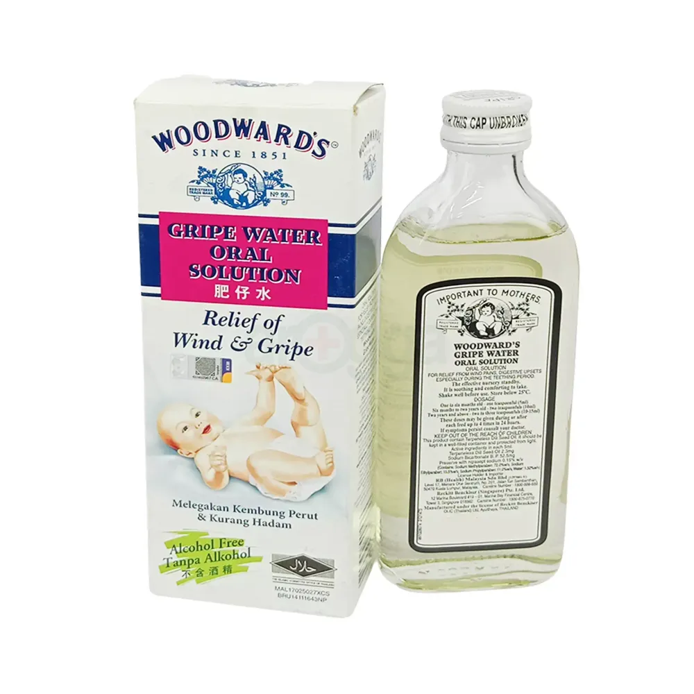 Woodward’s Gripe Water – Dual Action Relief of Gas & Gripe – 148ml (Made in Thailand)