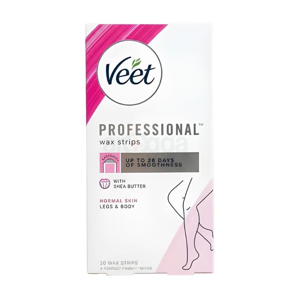 Veet Professional Wax Strips for Normal Skin with Shea Butter 20pcs (Made in France)