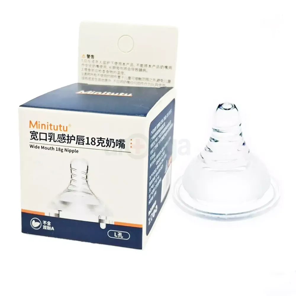 Minitutu Wide Mouth Lip-Protecting Nipple-M Hole CB902 (3–6 Months) BPA-Free Baby Nipple