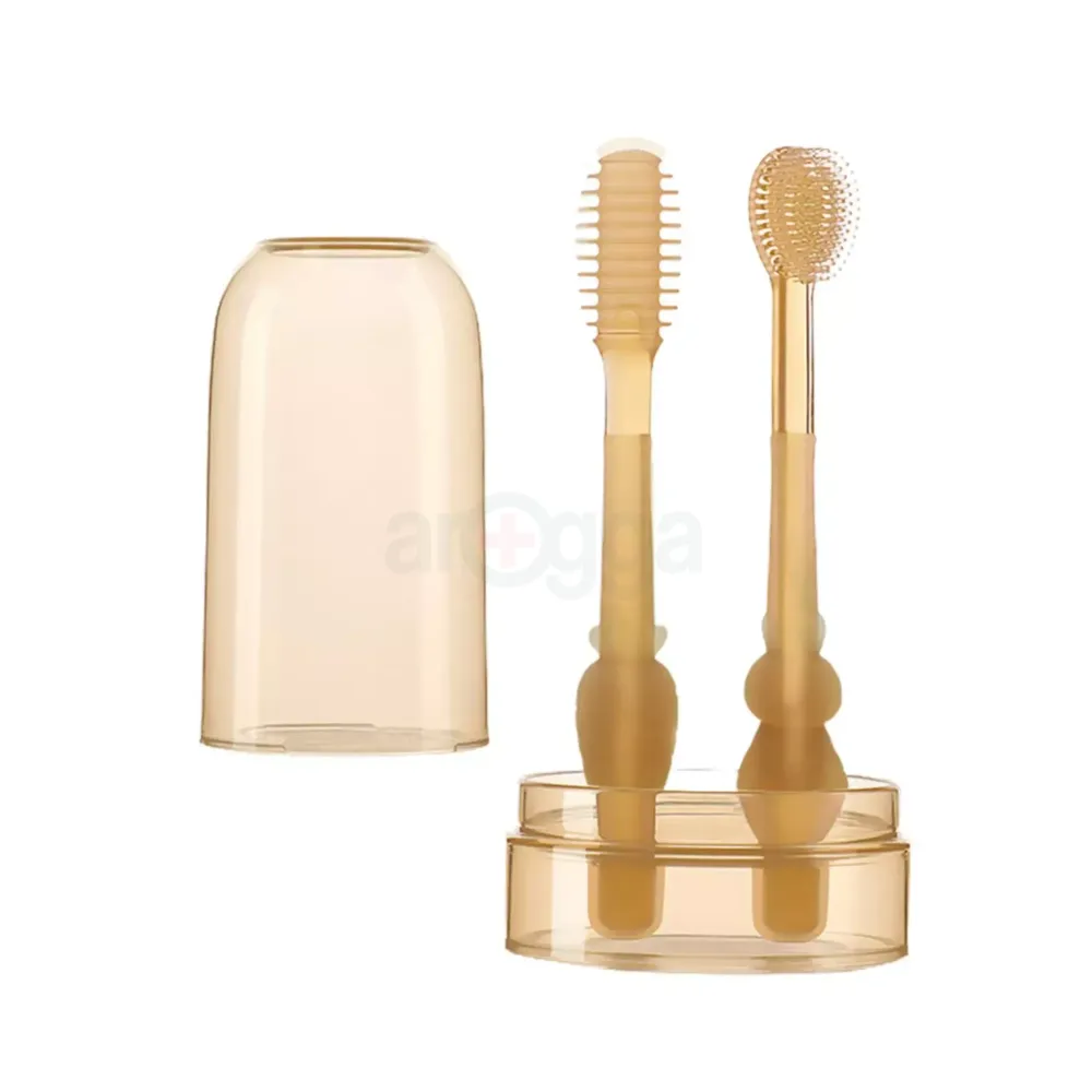 Minitutu Tongue coating Cream Toothbrush Set Safe Material 0+ CB268 BPA-Free 2 Pack