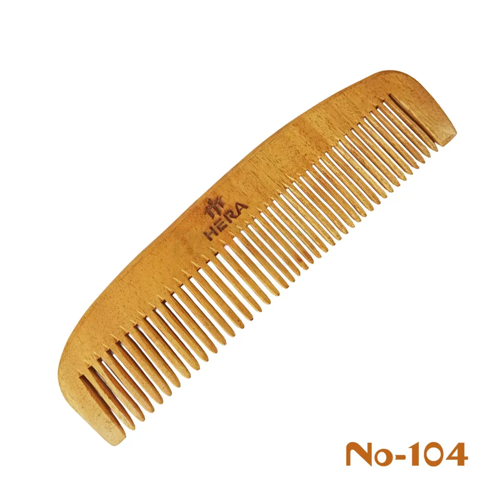 HERA Raw & Premium Wooden Comb 104 – Handmade 100% Natural Neem Wood Mixed Tooth Hair Comb