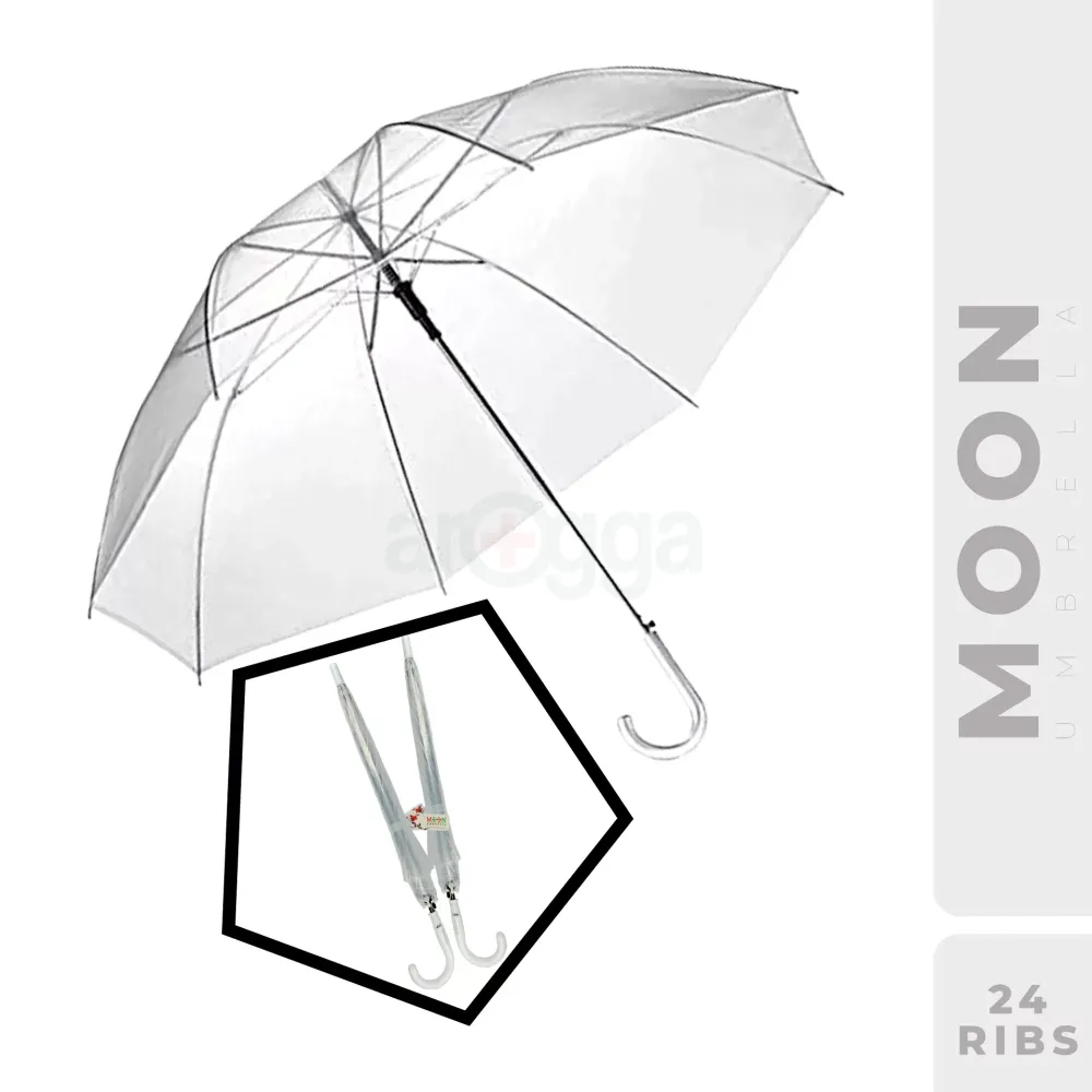 Moon Transparent Auto Open Umbrella – 8 Ribs Heavy Duty Strong Windproof Umbrella