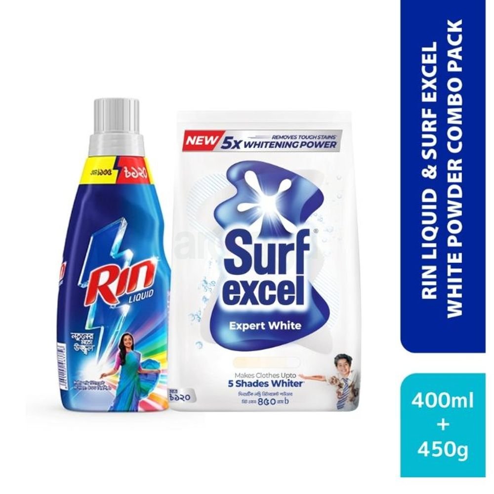 Rin Liquid & Surf Excel Expert Powder Combo Pack (400ml+450g)