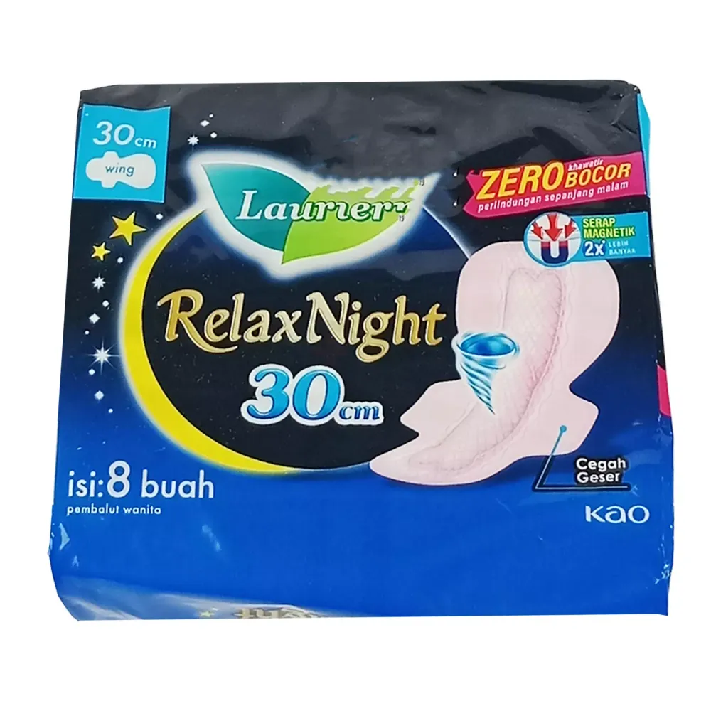 Laurier Sanitary Napkin  Relax Night Wing-30cm-8 pads
