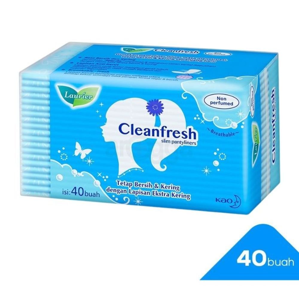 Laurier Cleanfresh Slim Panty Liners Breathable Non Perfumed 40 Pads (40buah)