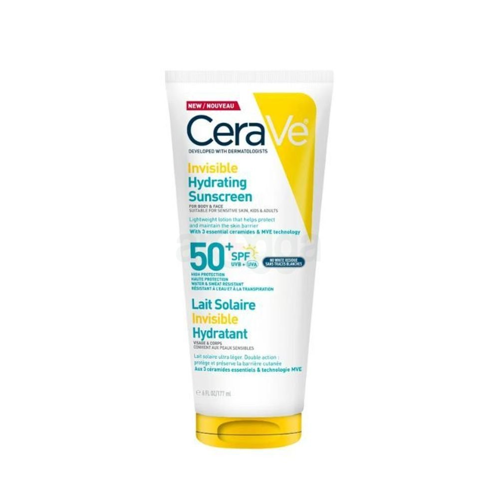 CeraVe Invisible Hydrating Sunscreen SPF 50+ for Body, Face, & All Skin Types with 3 Essential Ceramides 177ml
