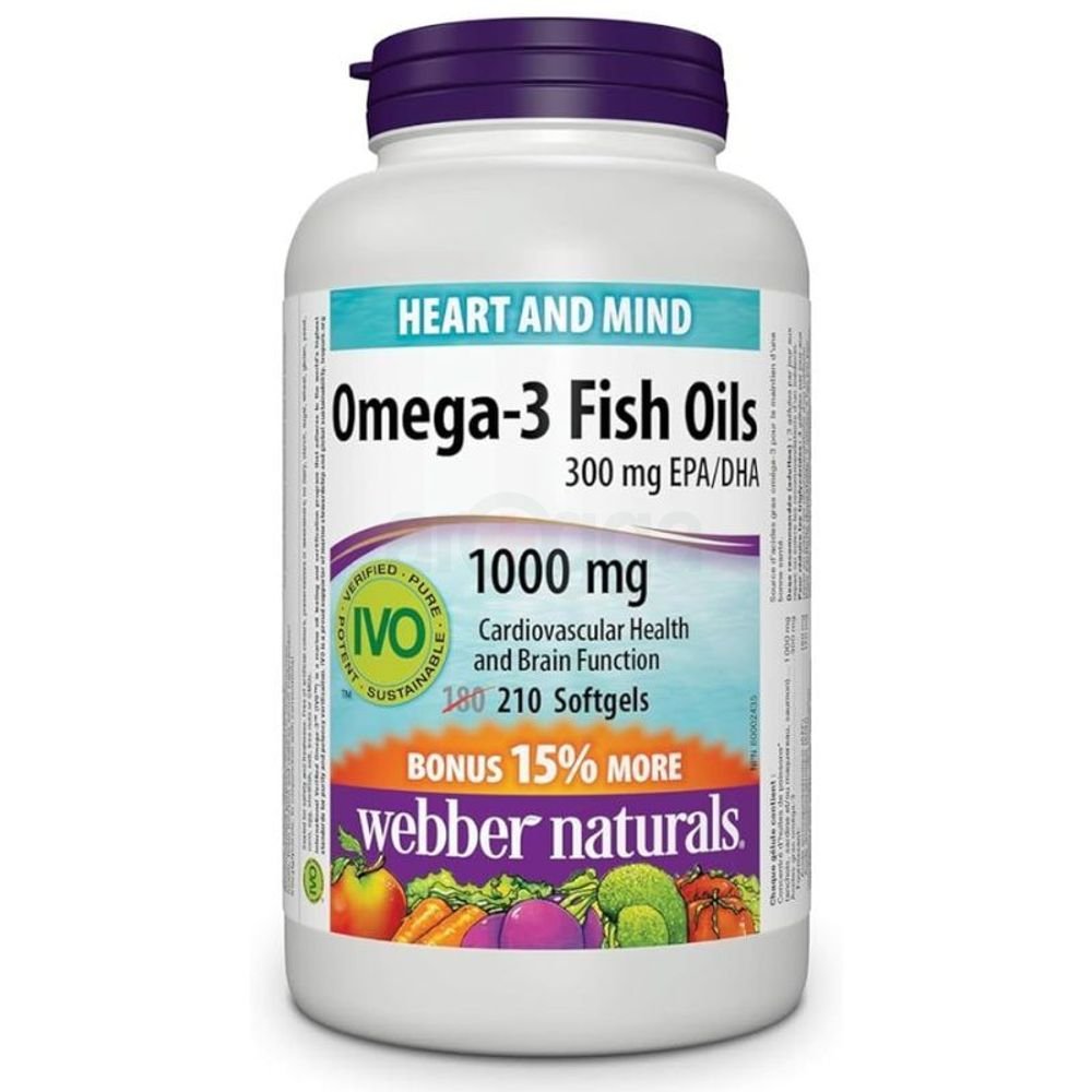 Webber Naturals Omega 3 Fish Oils 1000mg 210 softgels