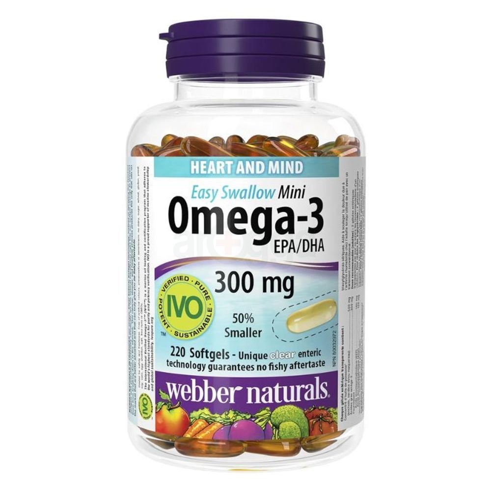 Webber Naturals Easy Swallow Mini Omega 3 Fish Oils 300mg 220 softgels